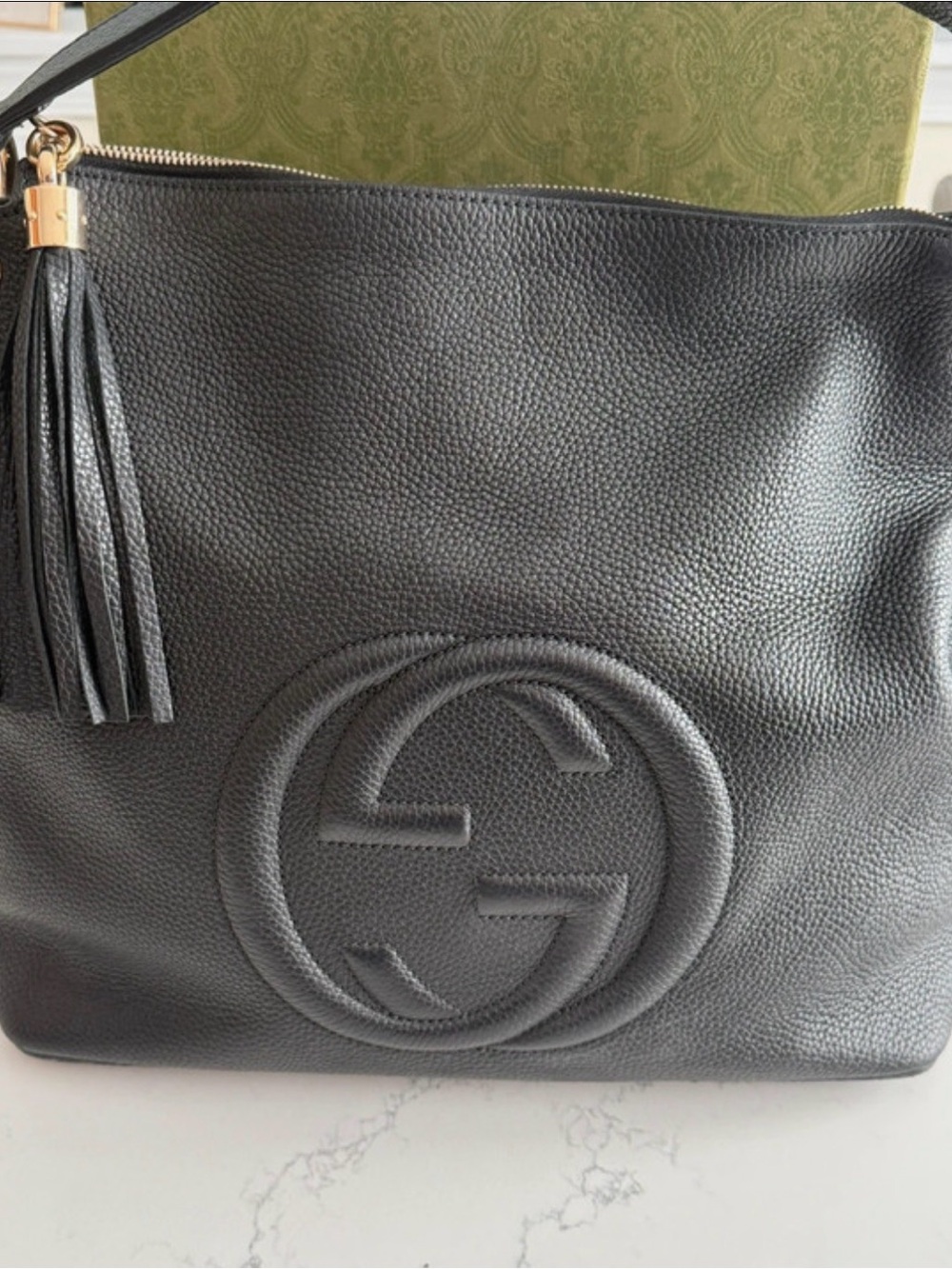 Gucci Black Soho Leather Shoulder Bag with Tassel - Picture 3 of 16